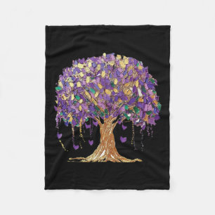 Mardi Gras Tree Beads New Orleans 2025 Wasserfarbe Fleecedecke