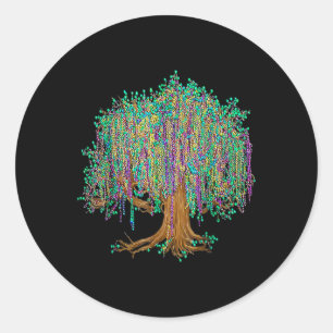 Mardi Gras Tree Beads New Orleans 2025 Wasserfarbe Runder Aufkleber