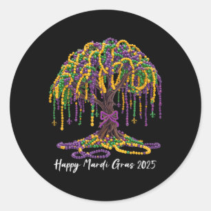 Mardi Gras Tree Beads New Orleans Festival Moon an Runder Aufkleber