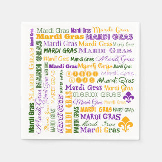 Mardi Gras Tri-Colored Multi-Schriftart Napkins Serviette