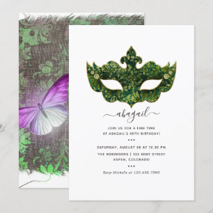 Mardi Gras Tropischer Schmetterling Geburtstagsfei Einladung