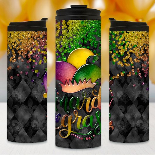 Mardi Gras Tumbler, Colorful Jester Hat Thermosbecher