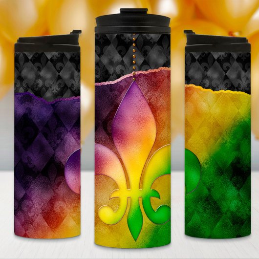 Mardi Gras Tumbler, farbenfrohe Lilie Thermosbecher
