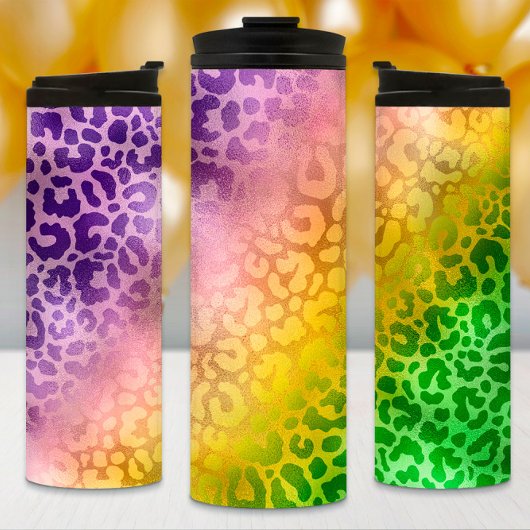 Mardi Gras Tumbler, Lila-Gelber Tiger Thermosbecher