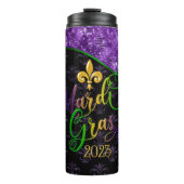 Mardi Gras Tumbler, Mardi Gras 2023 Lila Design Thermosbecher (Vorderseite)