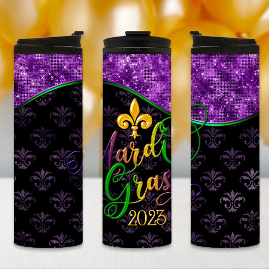 Mardi Gras Tumbler, Mardi Gras 2023 Lila Design Thermosbecher