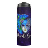 Mardi Gras Tumbler, Mardi Gras Blue Mask Thermosbecher (Vorderseite)