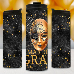 Mardi Gras Tumbler, Mardi Gras Butterfly Maske Thermosbecher