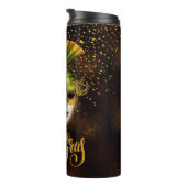 Mardi Gras Tumbler, Mardi Gras Green Mask Thermosbecher (Nach rechts gedreht)