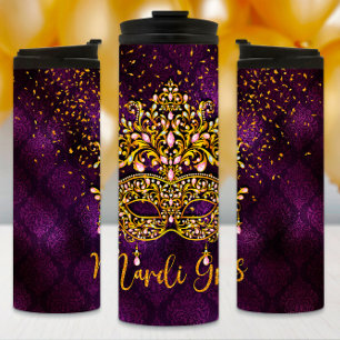Mardi Gras Tumbler, Mardi Gras Jeweled Mask Thermosbecher
