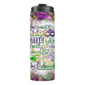 Mardi Gras Tumbler, Mardi Gras Words Thermosbecher (Vorderseite)