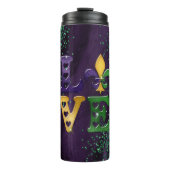 Mardi Gras Tumbler, Marmor, Glitzer und Liebe Thermosbecher (Vorderseite)