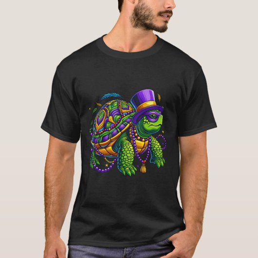 Mardi Gras Turtle Süße Tier T-Shirt (Vorderseite)