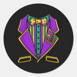 Mardi Gras Tuxedo Anzug für Kletterhexen: Runder Aufkleber