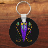 Mardi Gras Tuxedo Kostüme Funny Carnival Design Schlüsselanhänger (Vorderseite)