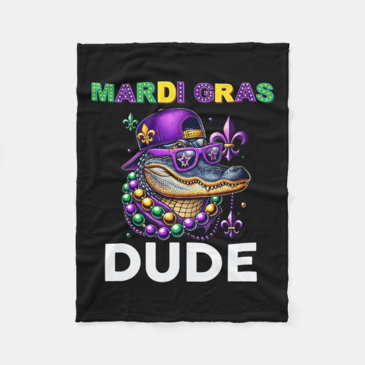 Mardi Gras Typ Alligator Mardigator Crocodile Kid Fleecedecke (Vorderseite)