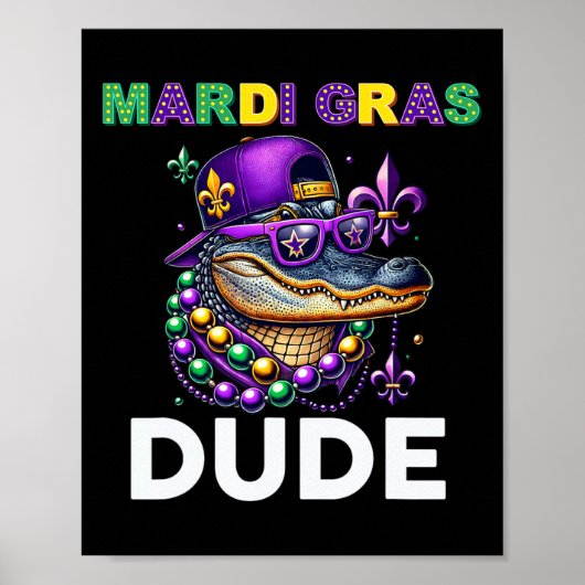 Mardi Gras Typ Alligator Mardigator Crocodile Kid Poster (Vorne)