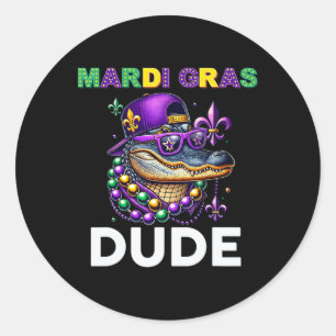 Mardi Gras Typ Alligator Mardigator Crocodile Kid Runder Aufkleber