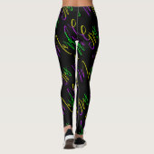 Mardi Gras Typografie Lila Gelb-Schwarz Leggings (Rückseite)