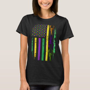 Mardi Gras US-amerikanische Flagge mit Crawfish Ne T-Shirt