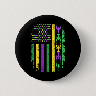 Mardi Gras US-amerikanische Flagge mit Languste Ne Button
