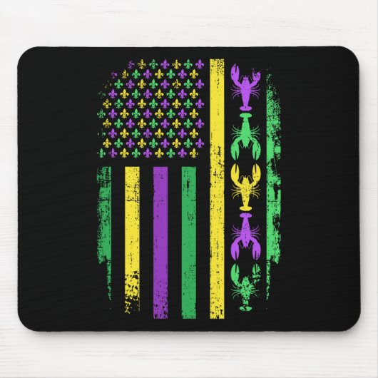 Mardi Gras US-amerikanische Flagge mit Languste Ne Mousepad (Vorne)