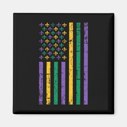 Mardi Gras Us Flag Magnet (Vorne)