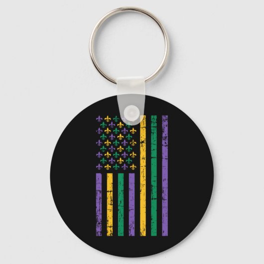 Mardi Gras Us Flag Schlüsselanhänger (Vorderseite)