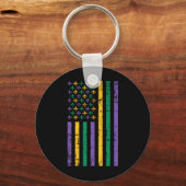 Mardi Gras Us Flag Schlüsselanhänger (Vorderseite)