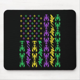Mardi Gras Usa American Flag Crawfish Alligator Ma Mousepad