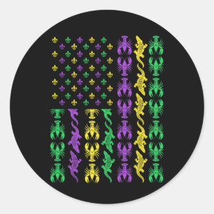 Mardi Gras Usa American Flag Crawfish Alligator Ma Runder Aufkleber