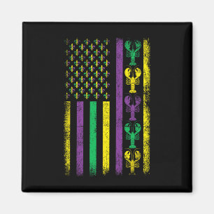 Mardi Gras Usa American Flag Crawfish Outfit Mardi Magnet