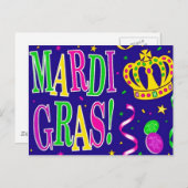 MARDI GRAS VALENTINES FEIERTAGSPOSTKARTE (Vorne/Hinten)