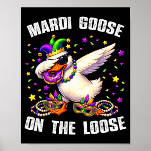 Mardi Gras Verrückter Vogel auf freiem Fuß Lustige Poster