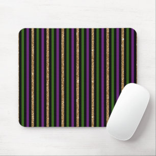 Mardi Gras Vertical Lines Golden Glitzer NOLA Mousepad