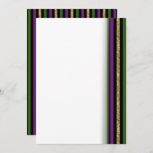 Mardi Gras Vertical Lines Golden Glitzer NOLA Save The Date (Vorne/Hinten)