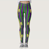 Mardi Gras Vertical Stripes & Fleur de Lys Leggings (Vorderseite)