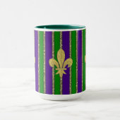 Mardi Gras Vertical Stripes & Fleur de Lys Tasse (Zentrum)
