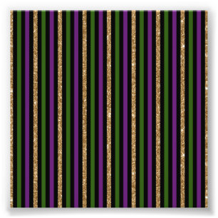Mardi Gras Vertikale Linien Golden Glitter NOLA Fotodruck