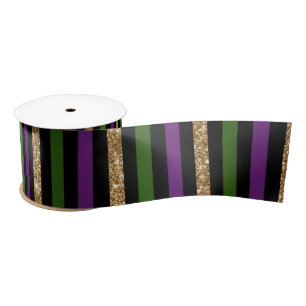 Mardi Gras Vertikale Linien Golden Glitter NOLA Satinband