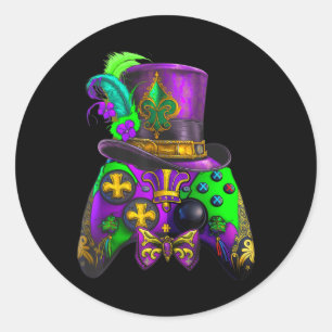 Mardi Gras Video Game Controller E Sport für Kinde Runder Aufkleber