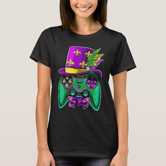Mardi Gras Video Game Controller für Gamer Mardi G T-Shirt (Vorderseite)