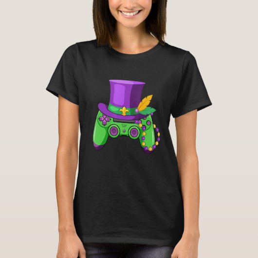 Mardi Gras Video Game Controller Jester Hat Appare T-Shirt (Vorderseite)