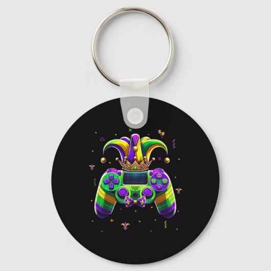 Mardi Gras Video Game Controller Jester Hat Boy Ki Schlüsselanhänger (Vorderseite)