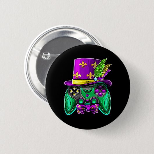 Mardi Gras Video Game Controller Jester Hat Costum Button (Vorne & Hinten)