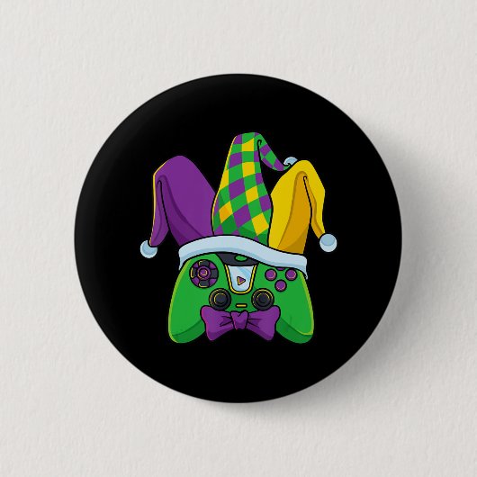 Mardi Gras Video Game Controller Jester Hat Costum Button (Vorderseite)