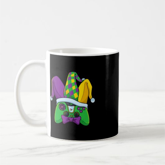 Mardi Gras Video Game Controller Jester Hat Costum Kaffeetasse (Links)