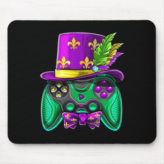 Mardi Gras Video Game Controller Jester Hat Costum Mousepad (Vorne)