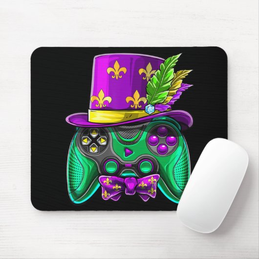 Mardi Gras Video Game Controller Jester Hat Costum Mousepad (Mit Mouse)