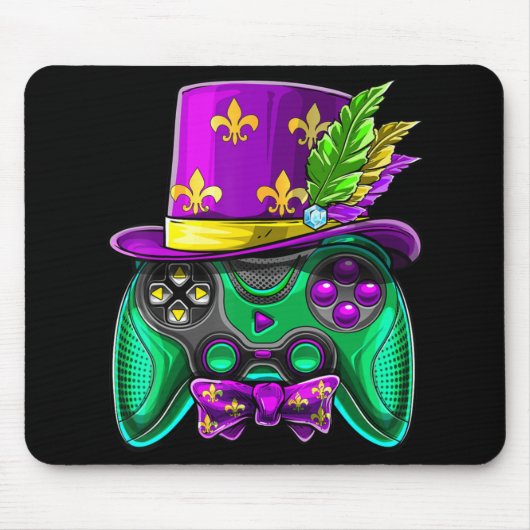 Mardi Gras Video Game Controller Jester Hat Costum Mousepad (Vorne)